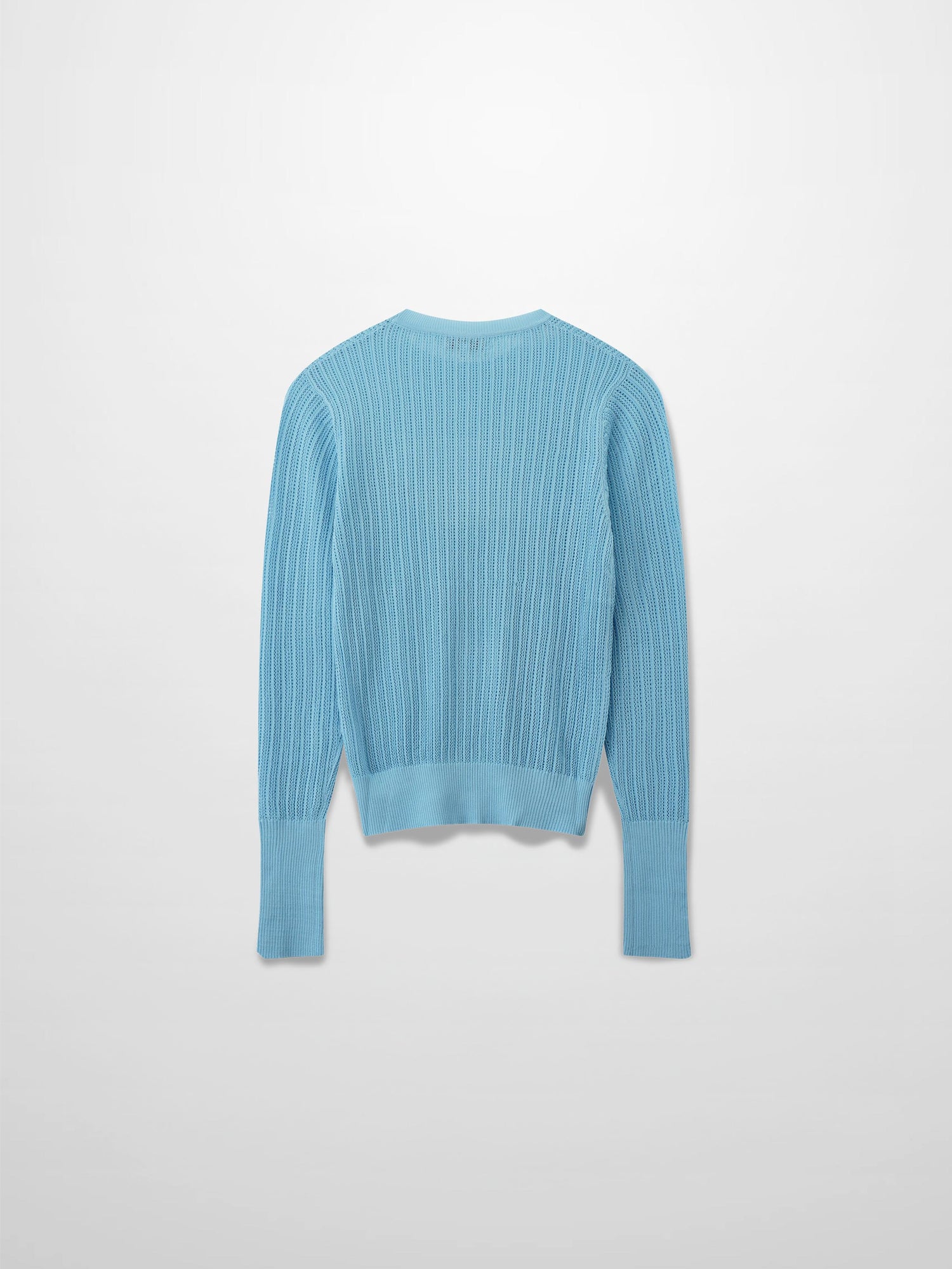 Printed Pointelle Sweater-Light Blue