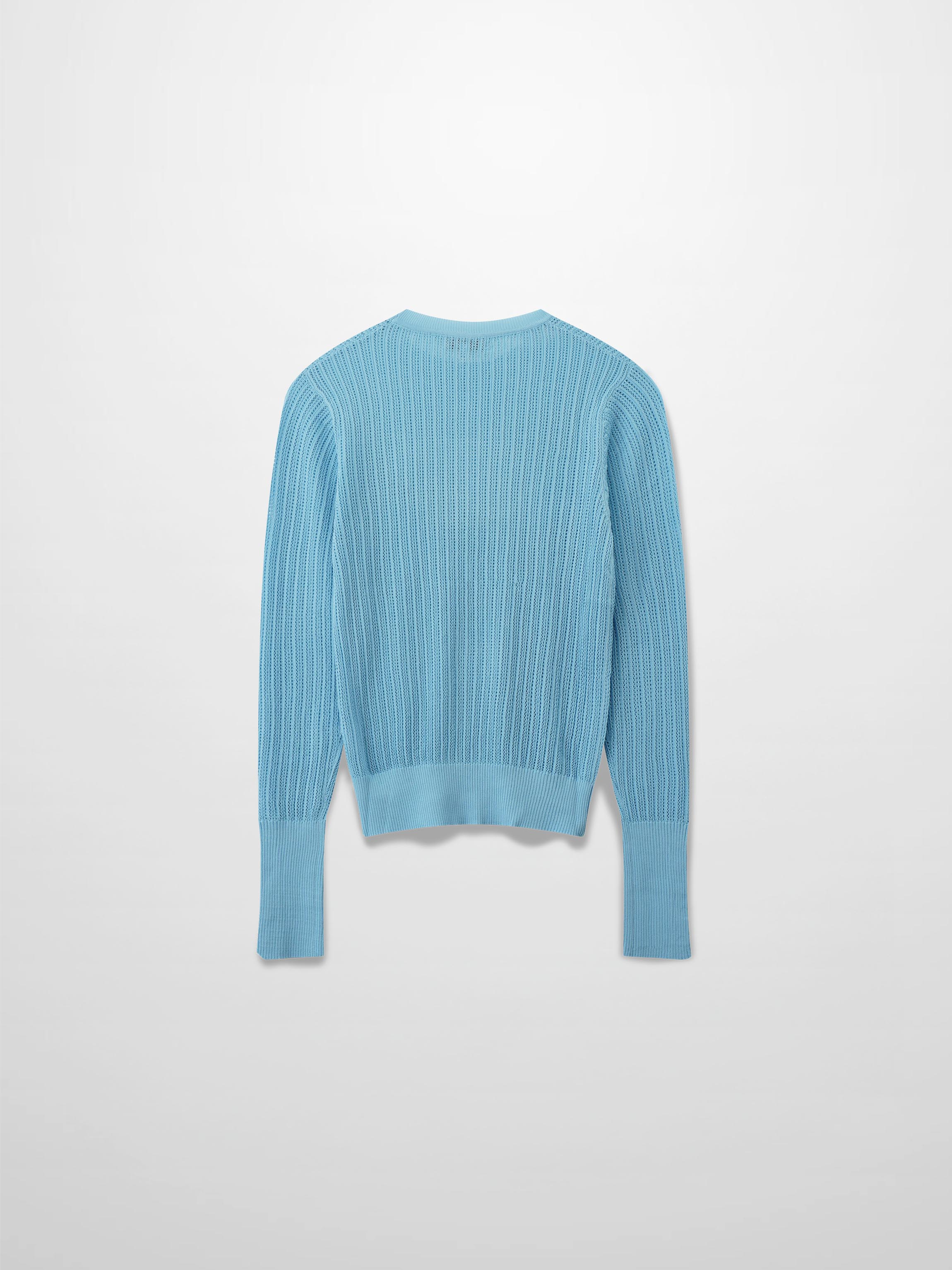 Printed Pointelle Sweater-Light Blue