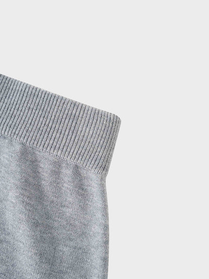 Side Zipper Straight Maxi Skirt-Grey