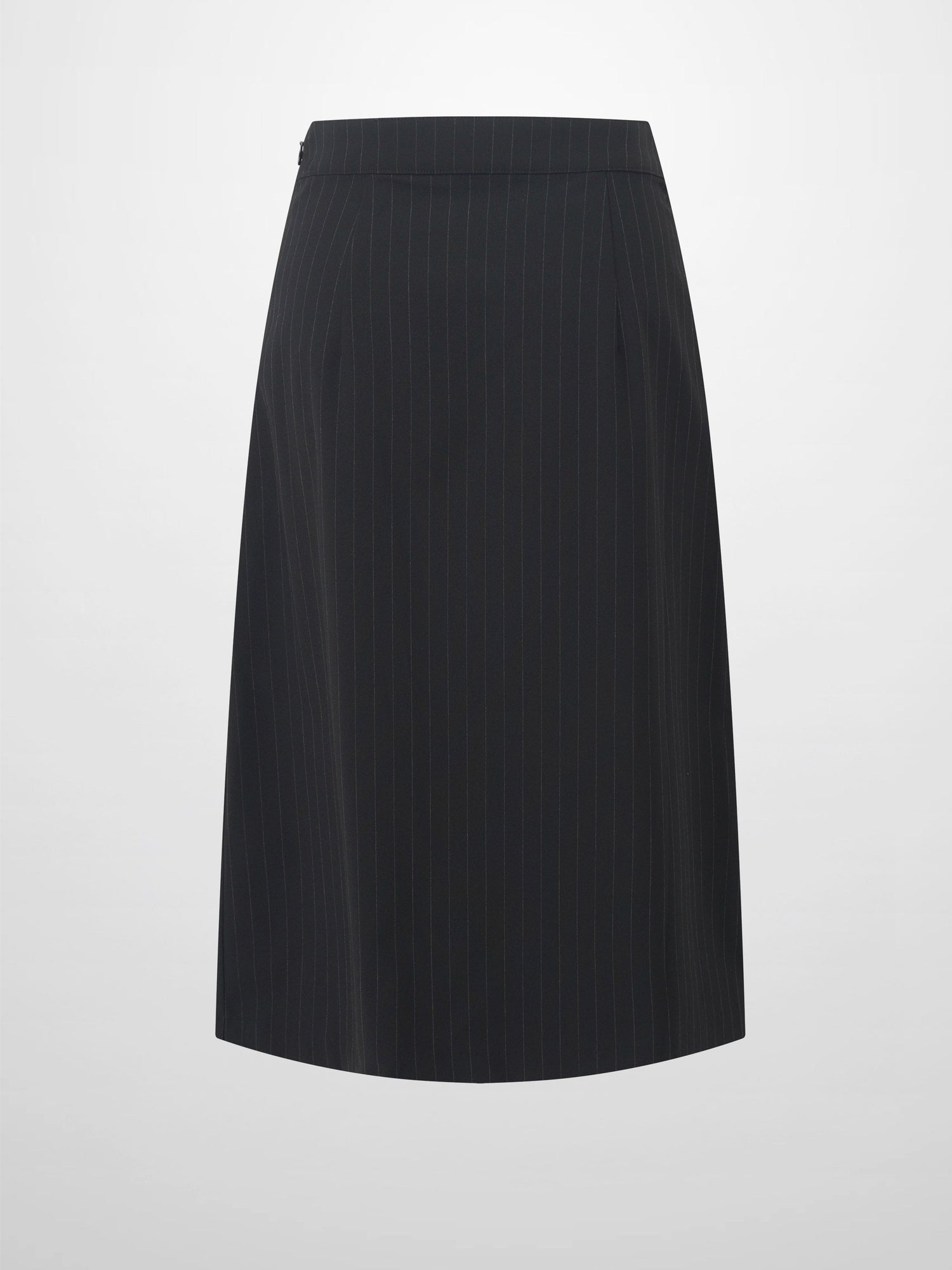 Faux Wrap Pleated Front Buckle Skirt-Pinstripe/Plaid