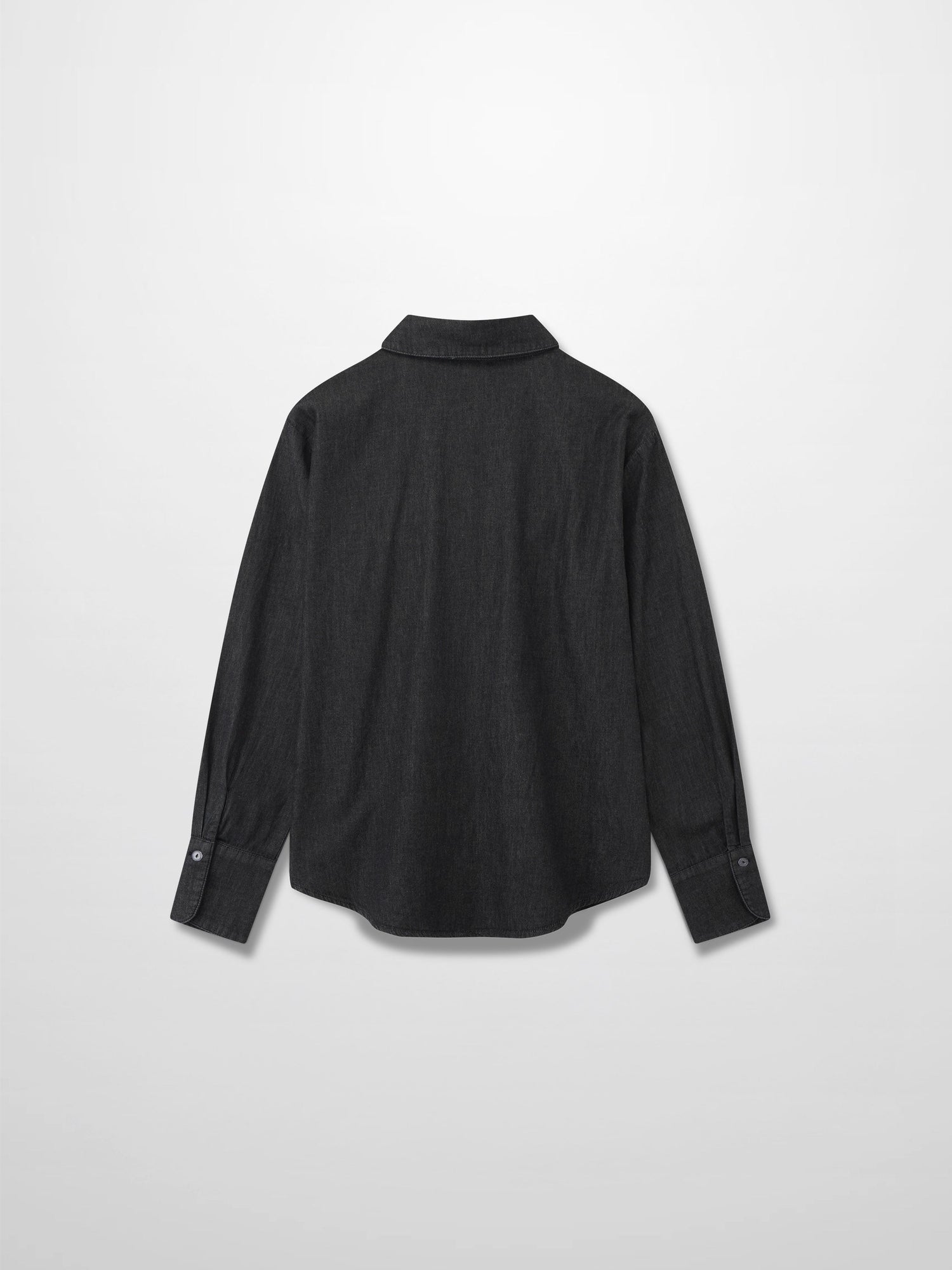 Denim Button Down Blouse-Black