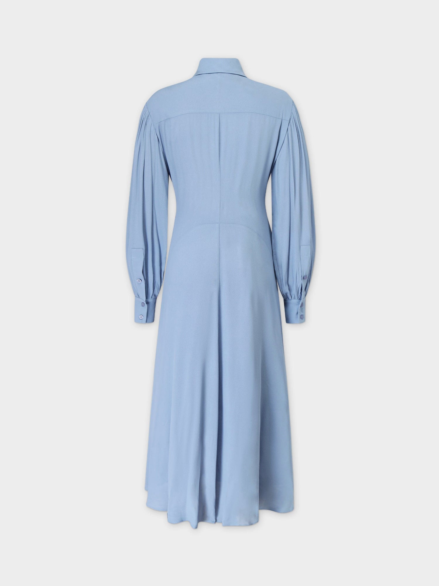 Shirred Pocket Dress-Blue