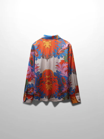 Printed Linen Blend Blouse-Triumphant Paisley