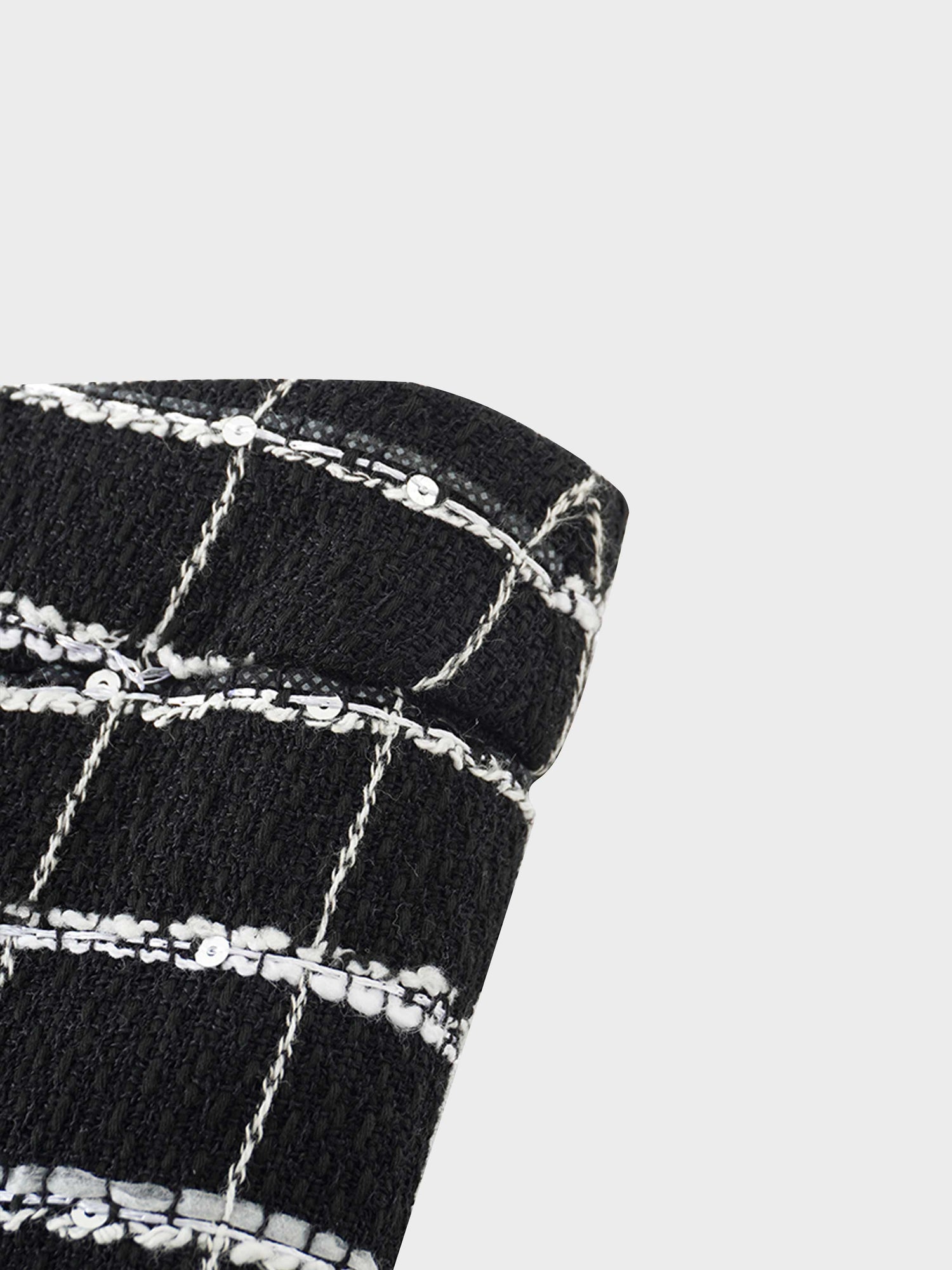 Boucle Pleat Skirt-Black and White