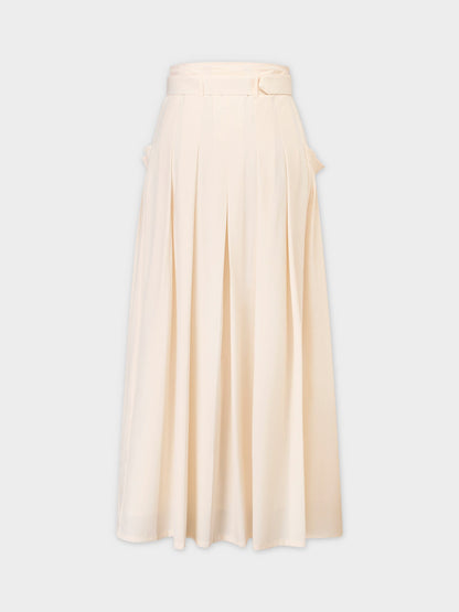 Pintuck Pocket Skirt-Ivory