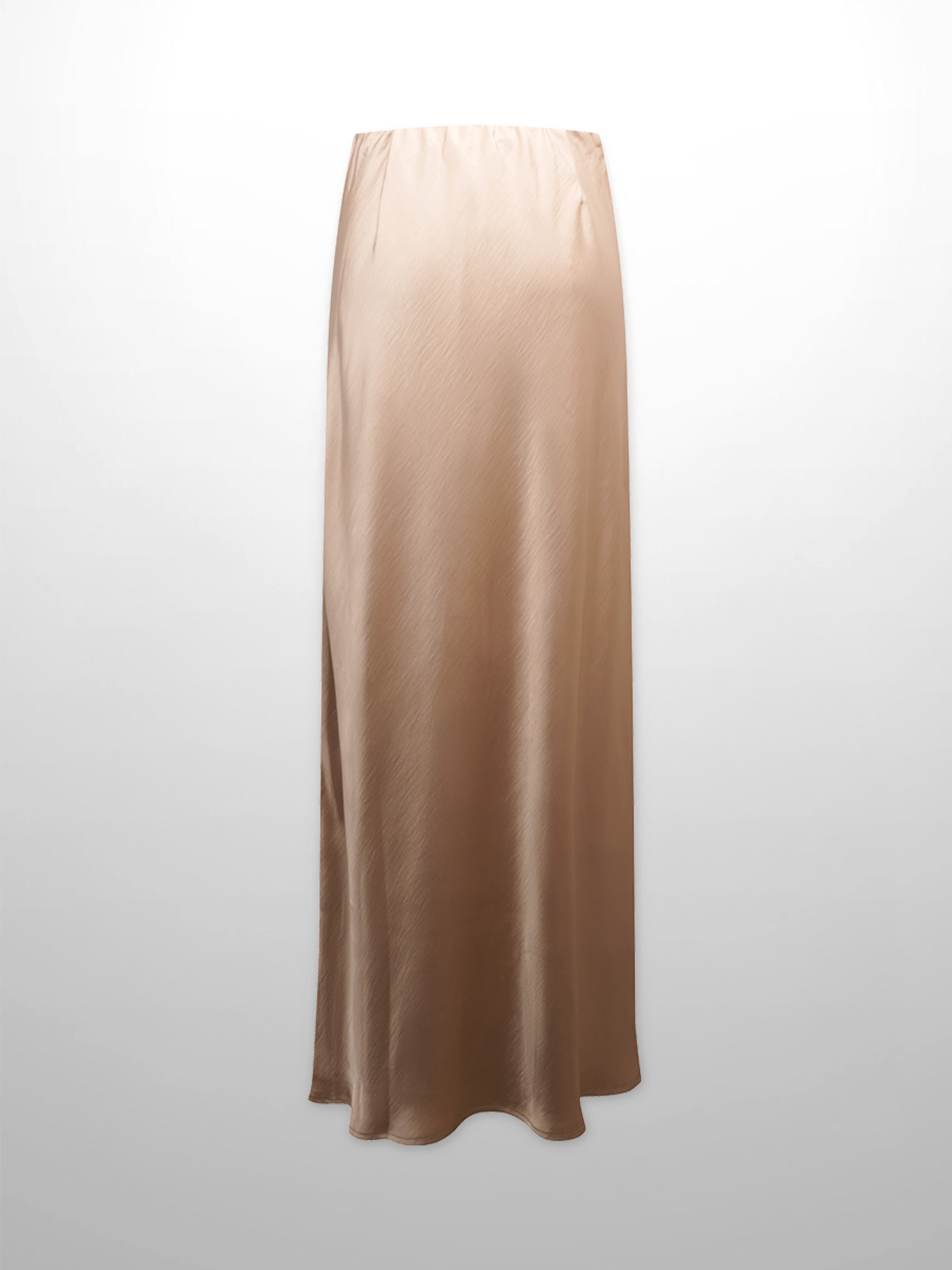 Faux Satin A-Line Skirt-Taupe
