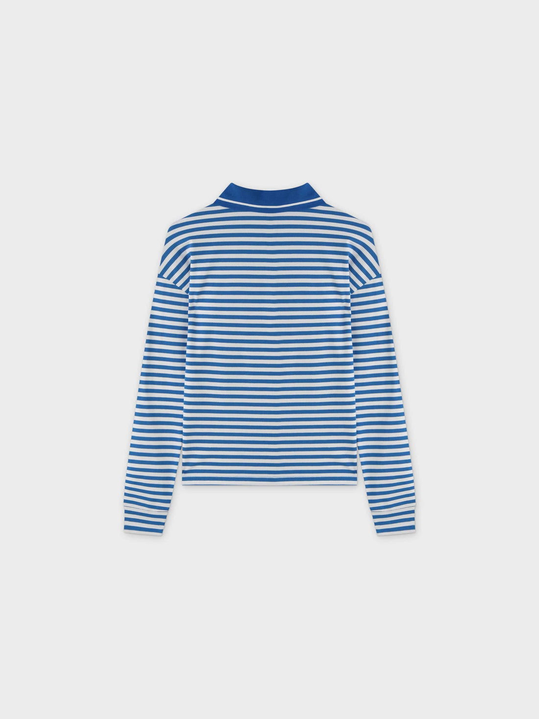 Striped Collar Tee-Blue/White