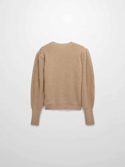 Puff Sleeve Sweater-Tan