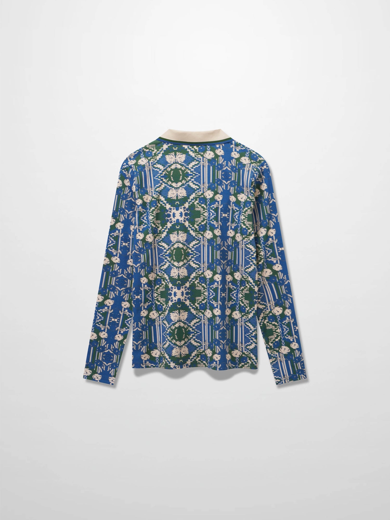 Printed Collar Snap Tee-Carpet of Roses