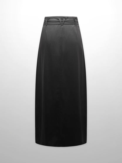 Contrast Pocket Skirt-Black