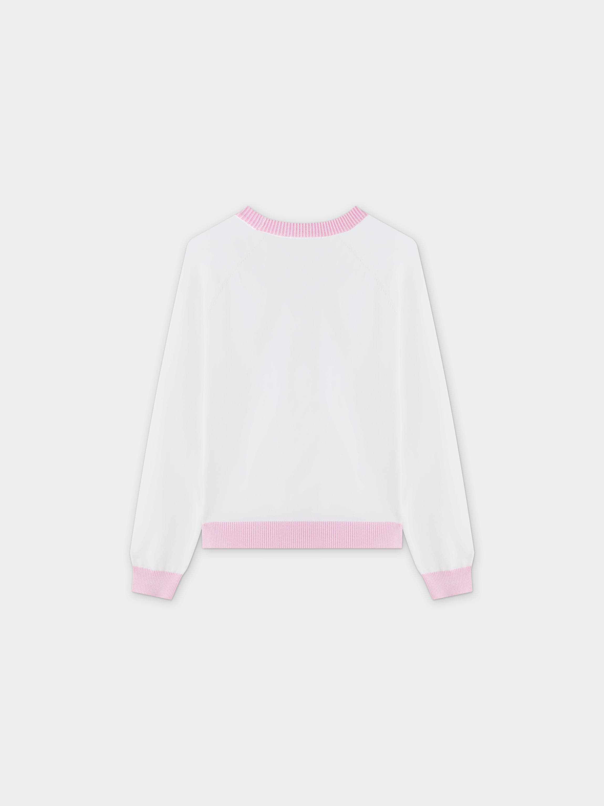 Side Print Sweater- White/Pink