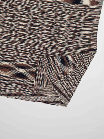 Abstract Stripe Knit Turtleneck-Brown