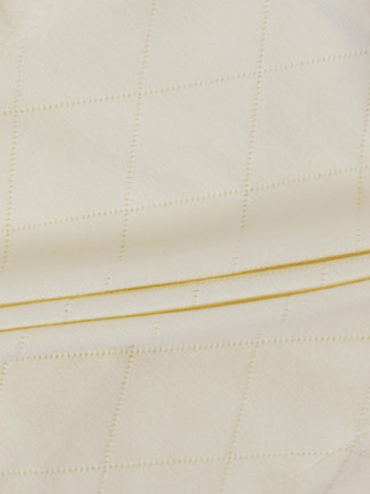 Velvet Detail Pointelle Crew Cardigan-Cream/Black