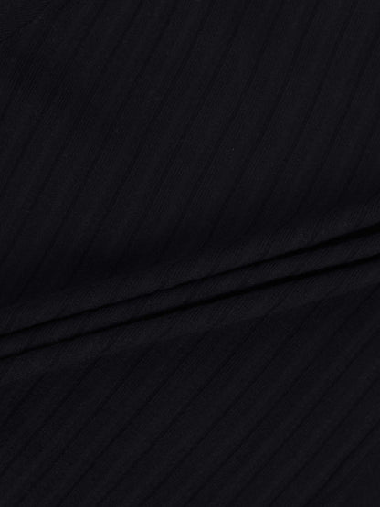 Back Wide Ribbed Cardigan Sweater-Black