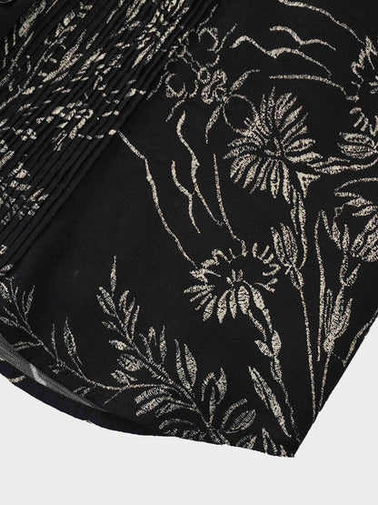 Pintuck Blouse-Tan Leaves