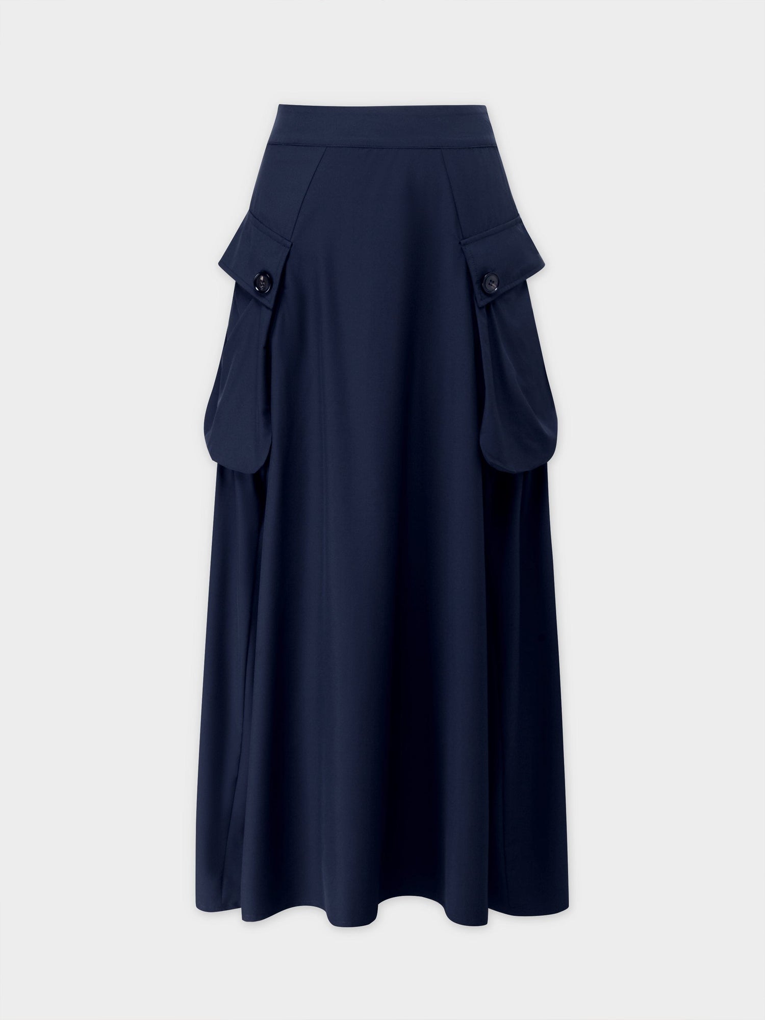 Button Cargo Pocket Skirt-Navy