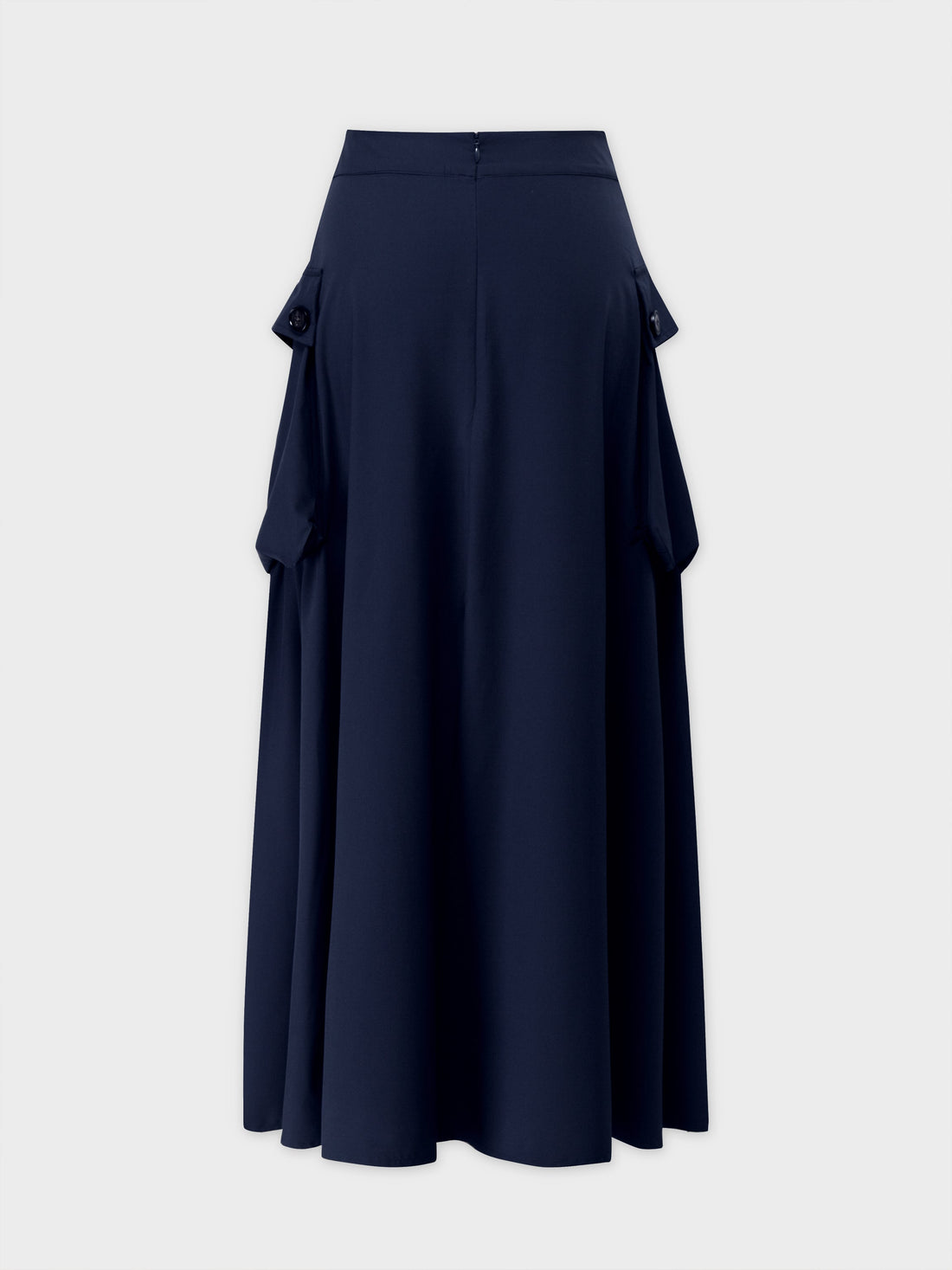 Button Cargo Pocket Skirt-Navy