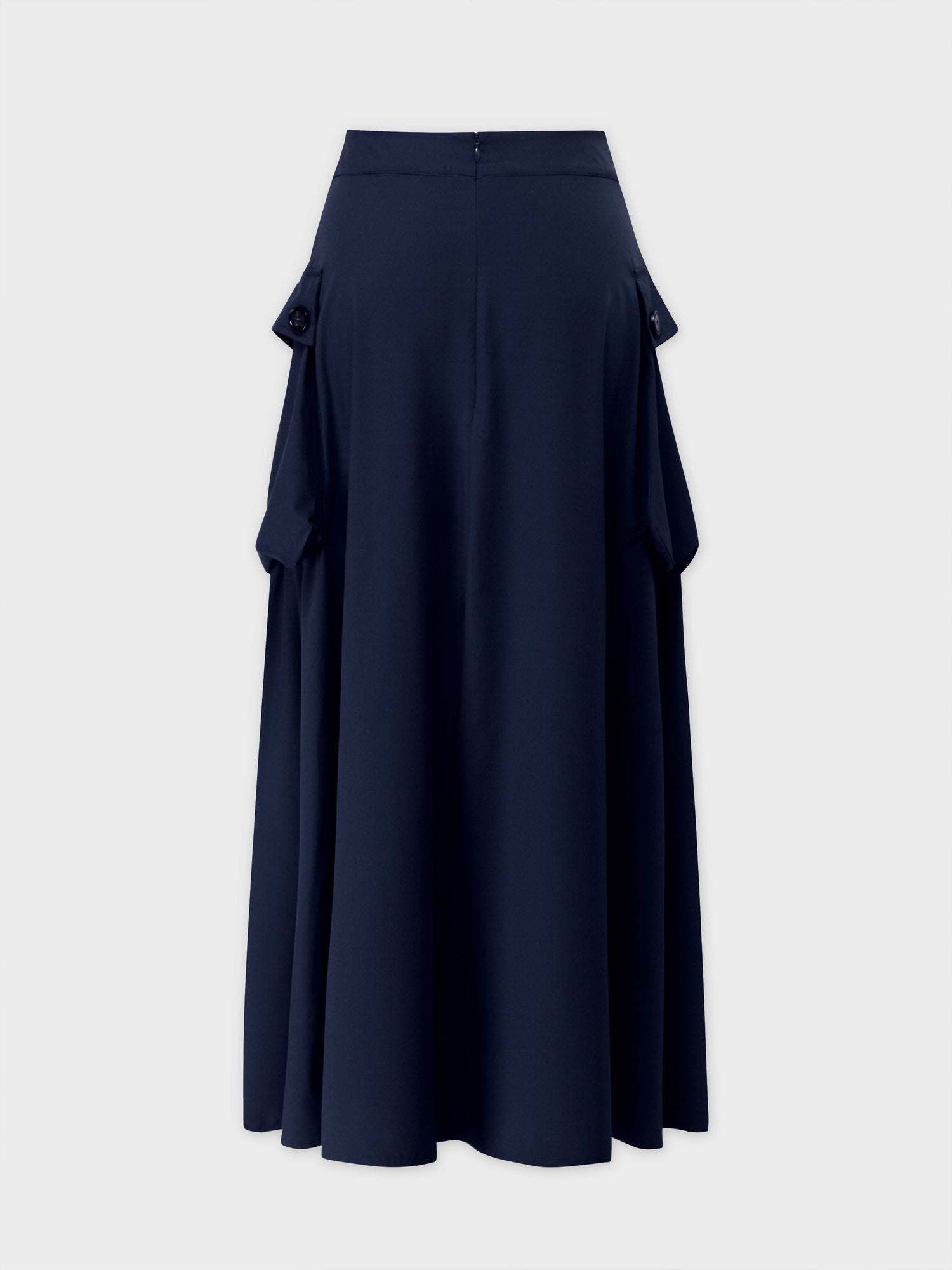 Button Cargo Pocket Skirt-Navy