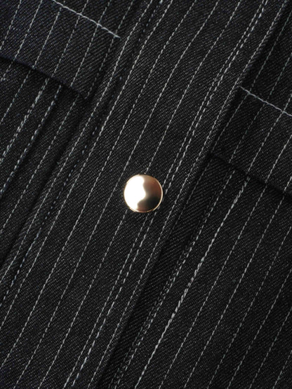 Denim Jacket-Black Pinstripe