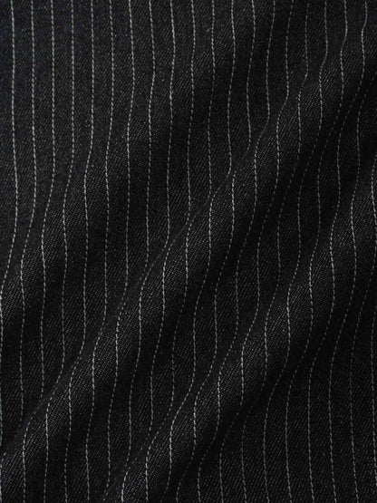 Denim Jacket-Black Pinstripe