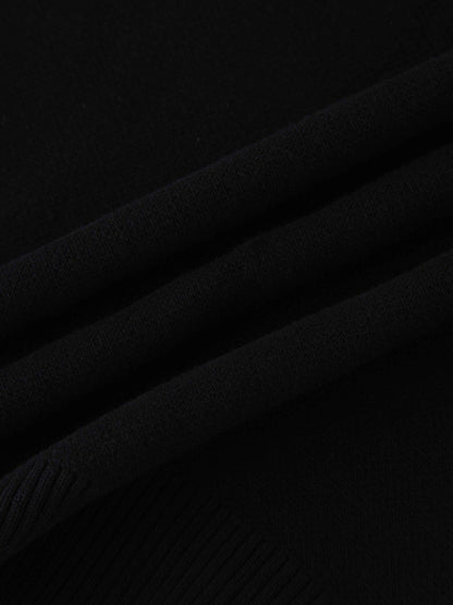 V-Neck Knit Vest-Black