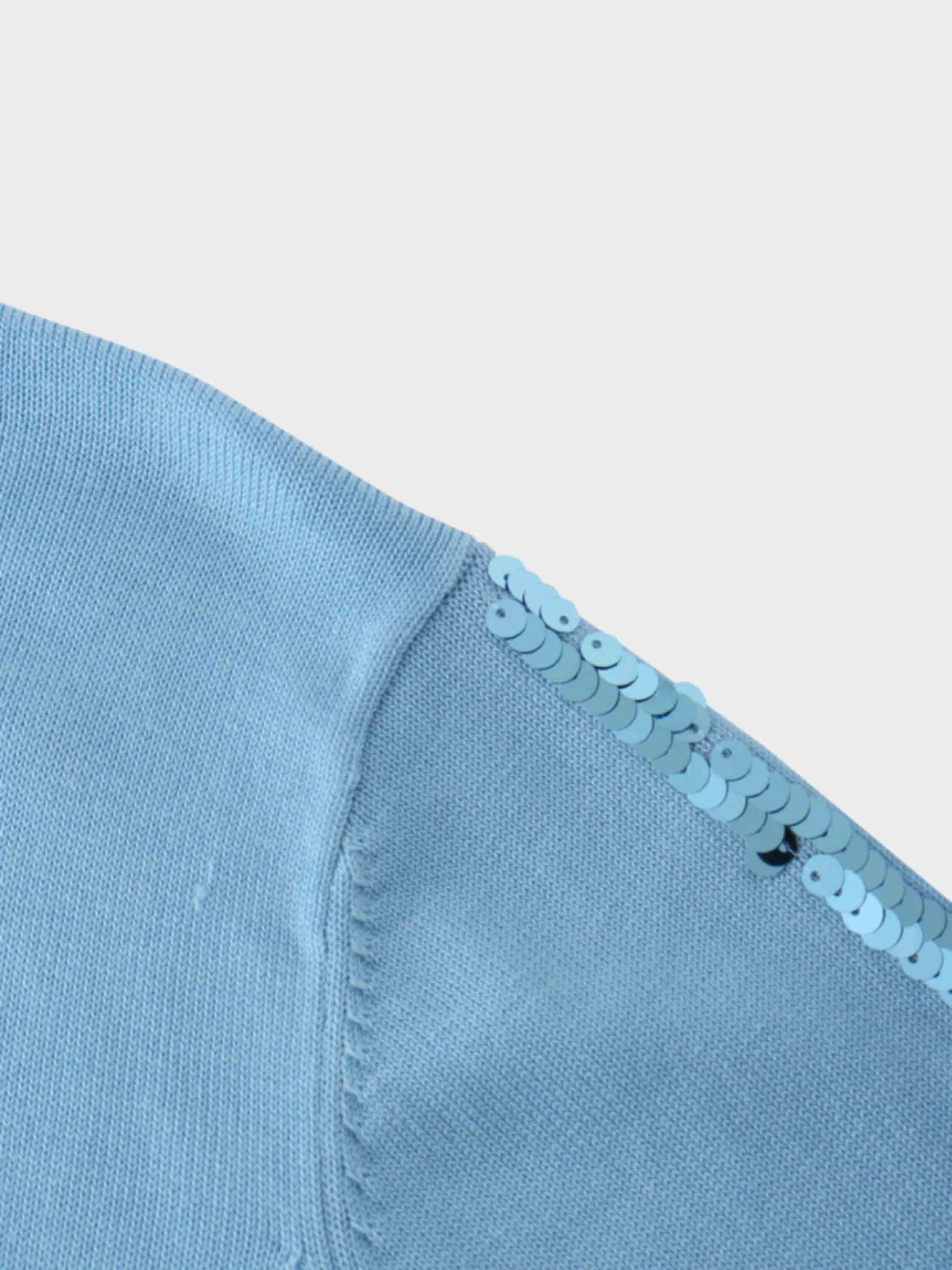 Sequin Trim Sweater-Ice Blue