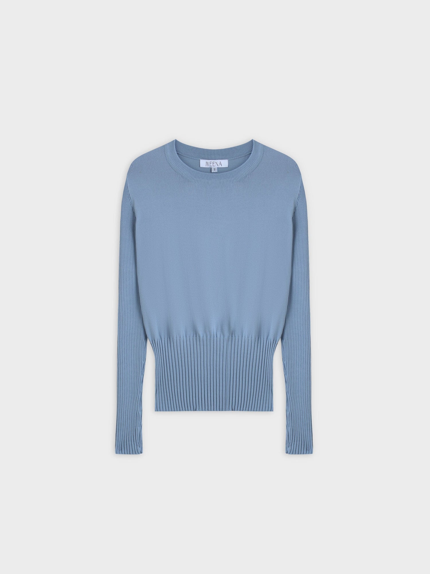 RIBBED WAISTED SWEATER-STEEL BLUE