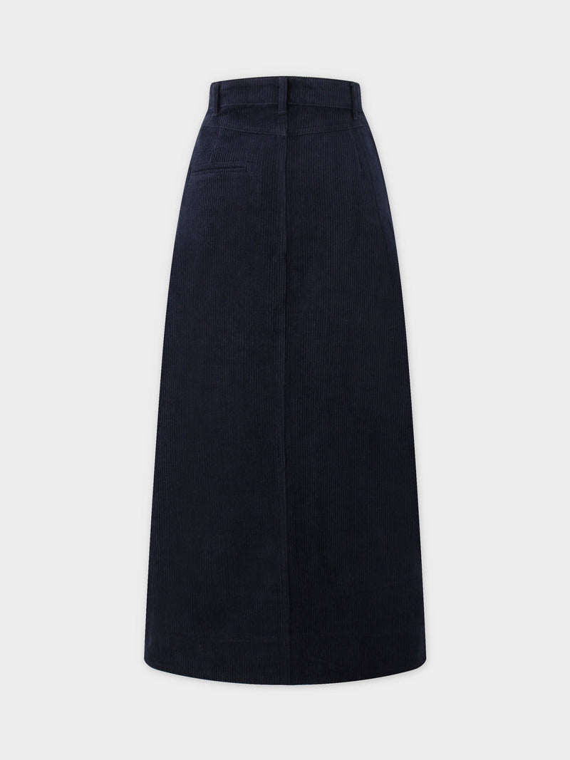 Straight Pocket Skirt-Navy
