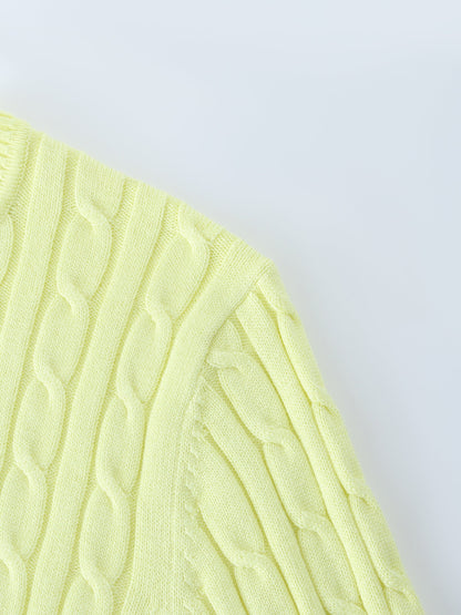 Knit Cable Sweater-Yellow