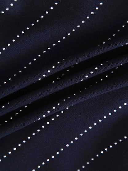 Crystal Pinstripe Crew Cardigan-Navy