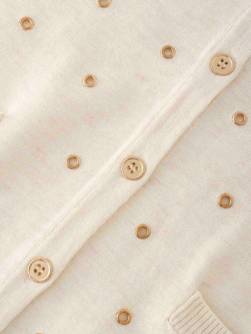 Grommet Cardigan-Cream