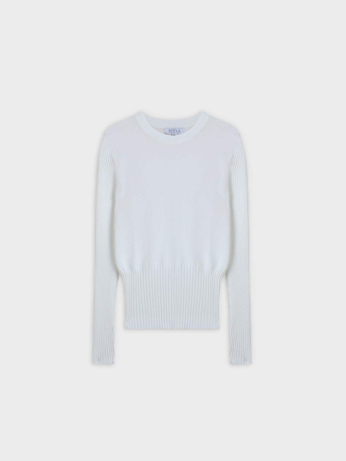 RIBBED WAISTED SWEATER-WHITE