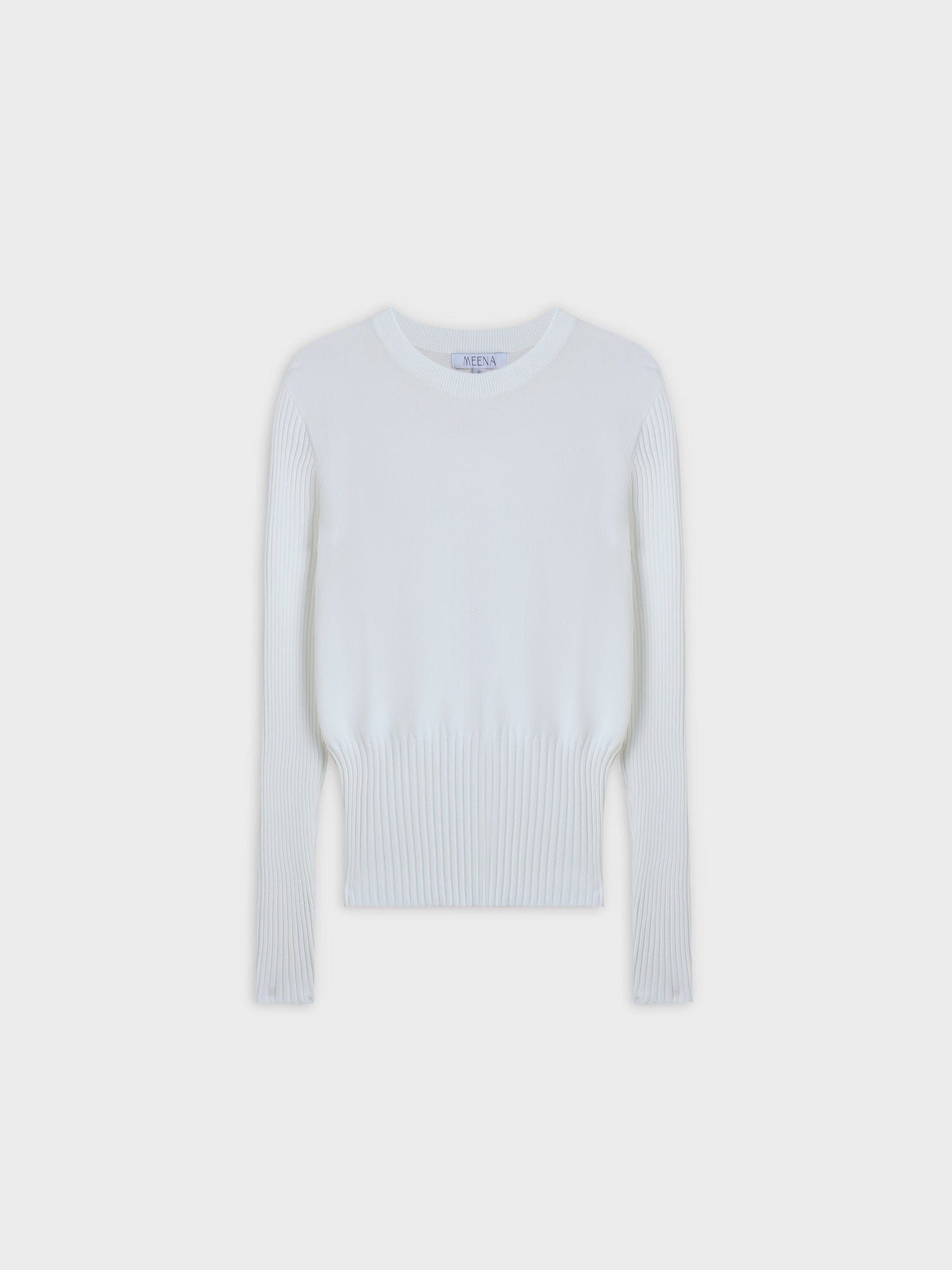 RIBBED WAISTED SWEATER-WHITE