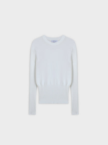 RIBBED WAISTED SWEATER-WHITE