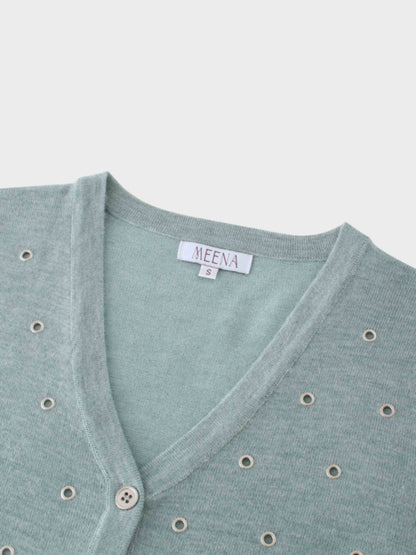 Grommet Cardigan-Seafoam
