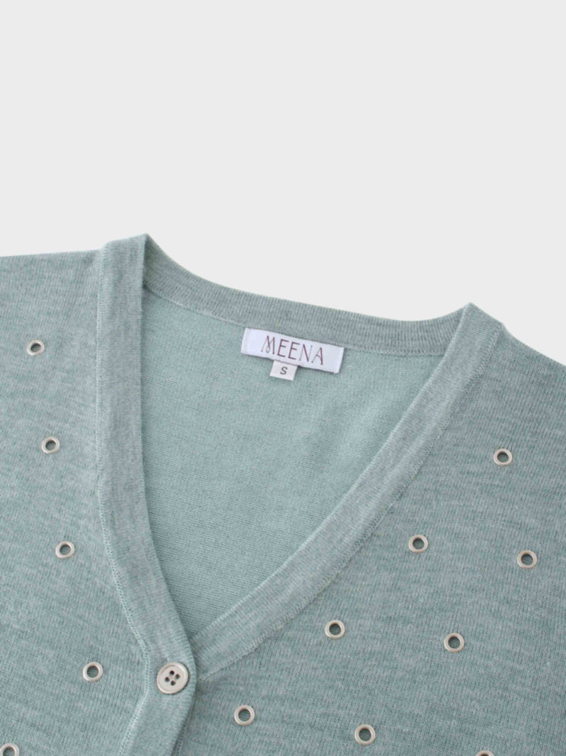 Grommet Cardigan-Seafoam