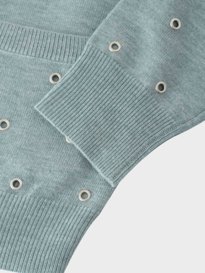 Grommet Cardigan-Seafoam