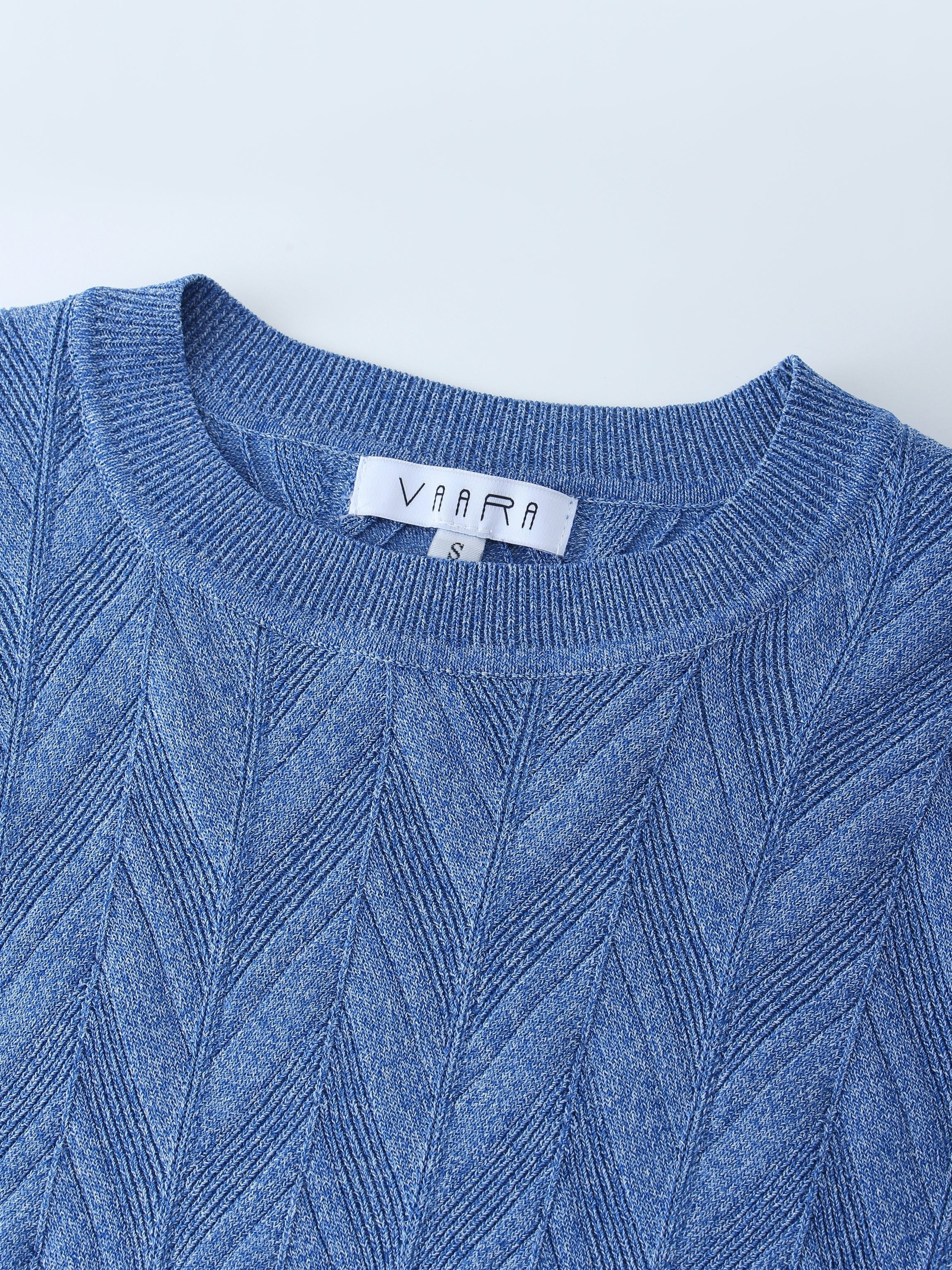 Wave Stripe Sweater-Navy Heathered