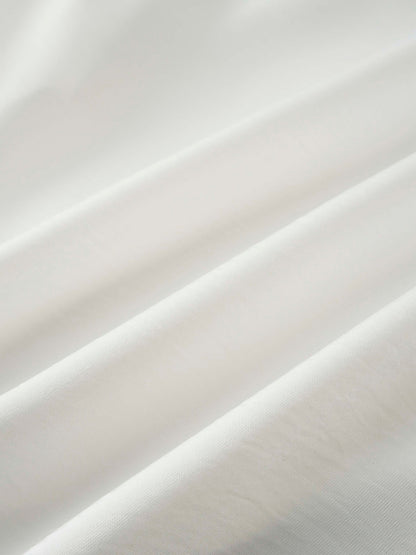 High/Low Faux Satin Crossover Top-White
