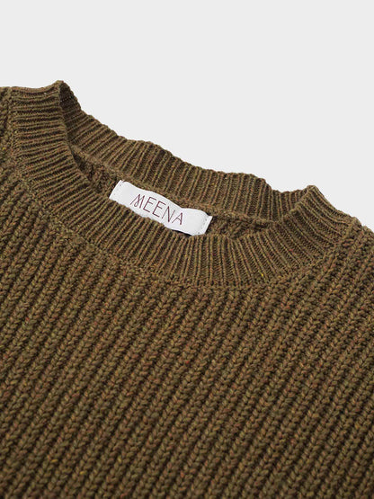 Puff Sleeve Sweater-Olive