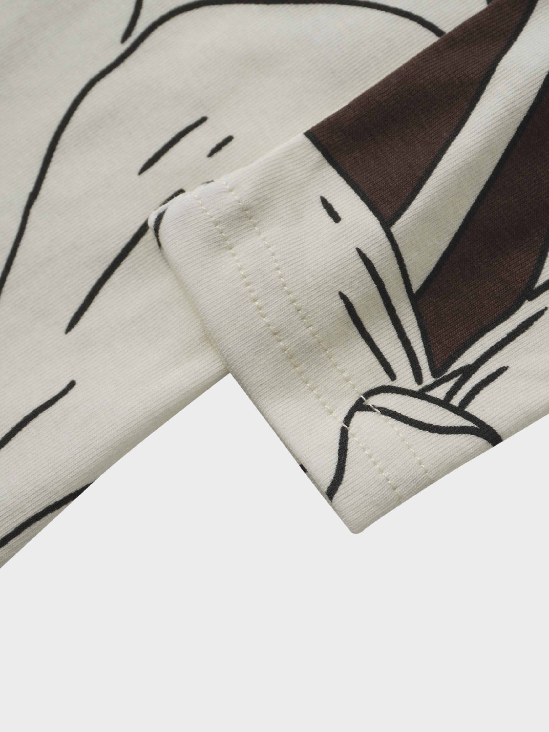 Basic Printed T-shirt-Oversized Floral Brown