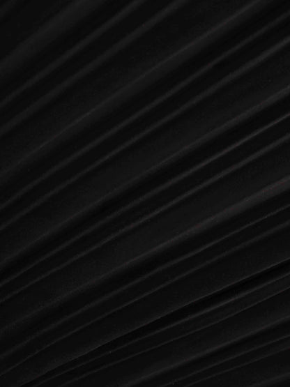 Pleated Faux Suede Skirt 25"-Black