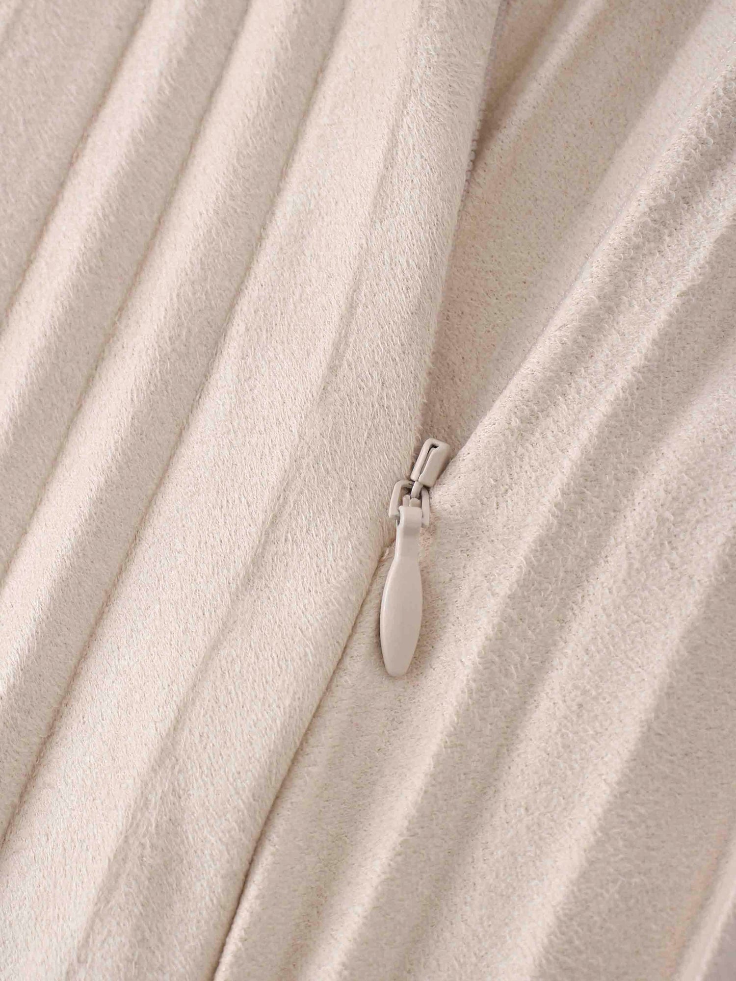 Pleated Faux Suede Skirt 37"-Ivory