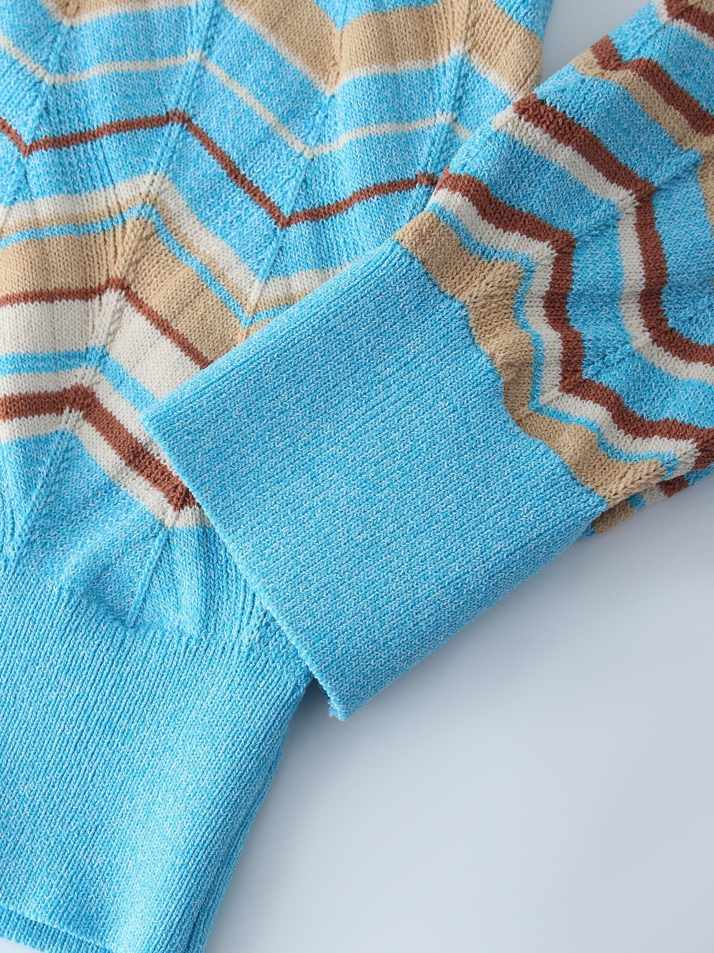 Wave Stripe Sweater-Tan/Blue