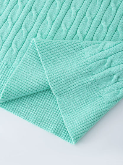 Knit Cable Sweater-Mint