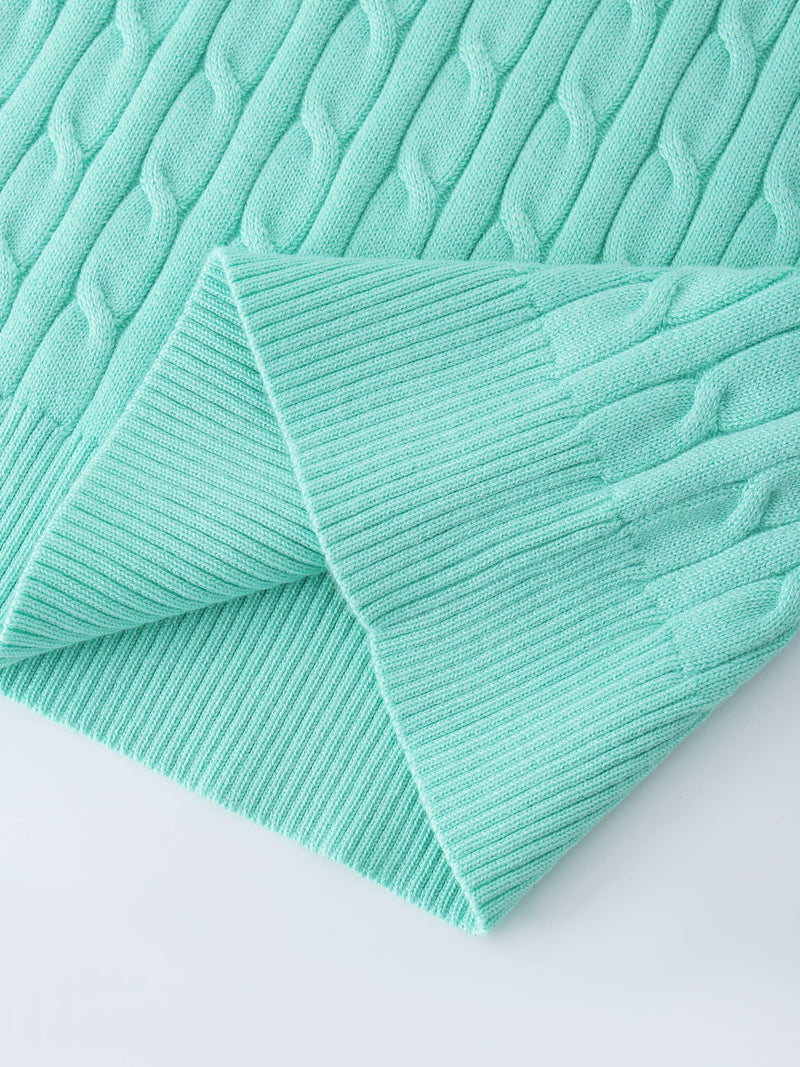 Knit Cable Sweater-Mint