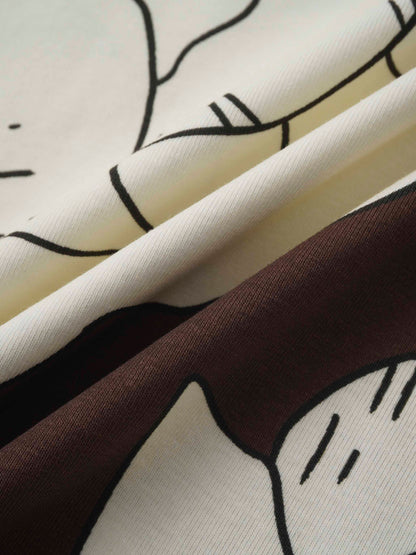 Basic Printed T-shirt-Oversized Floral Brown