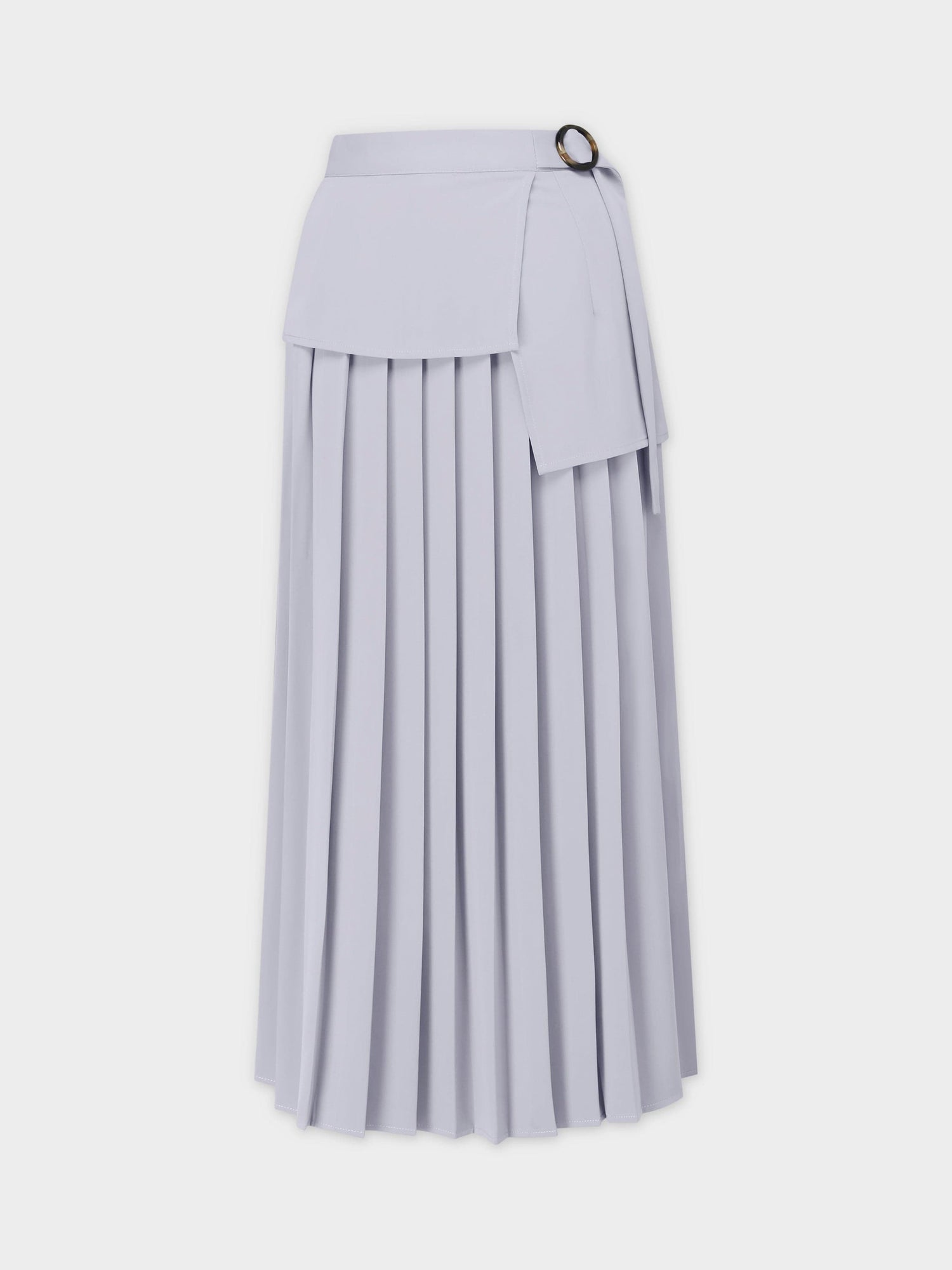 BUCKLE PLEATED SKIRT-LIGHT BLUE