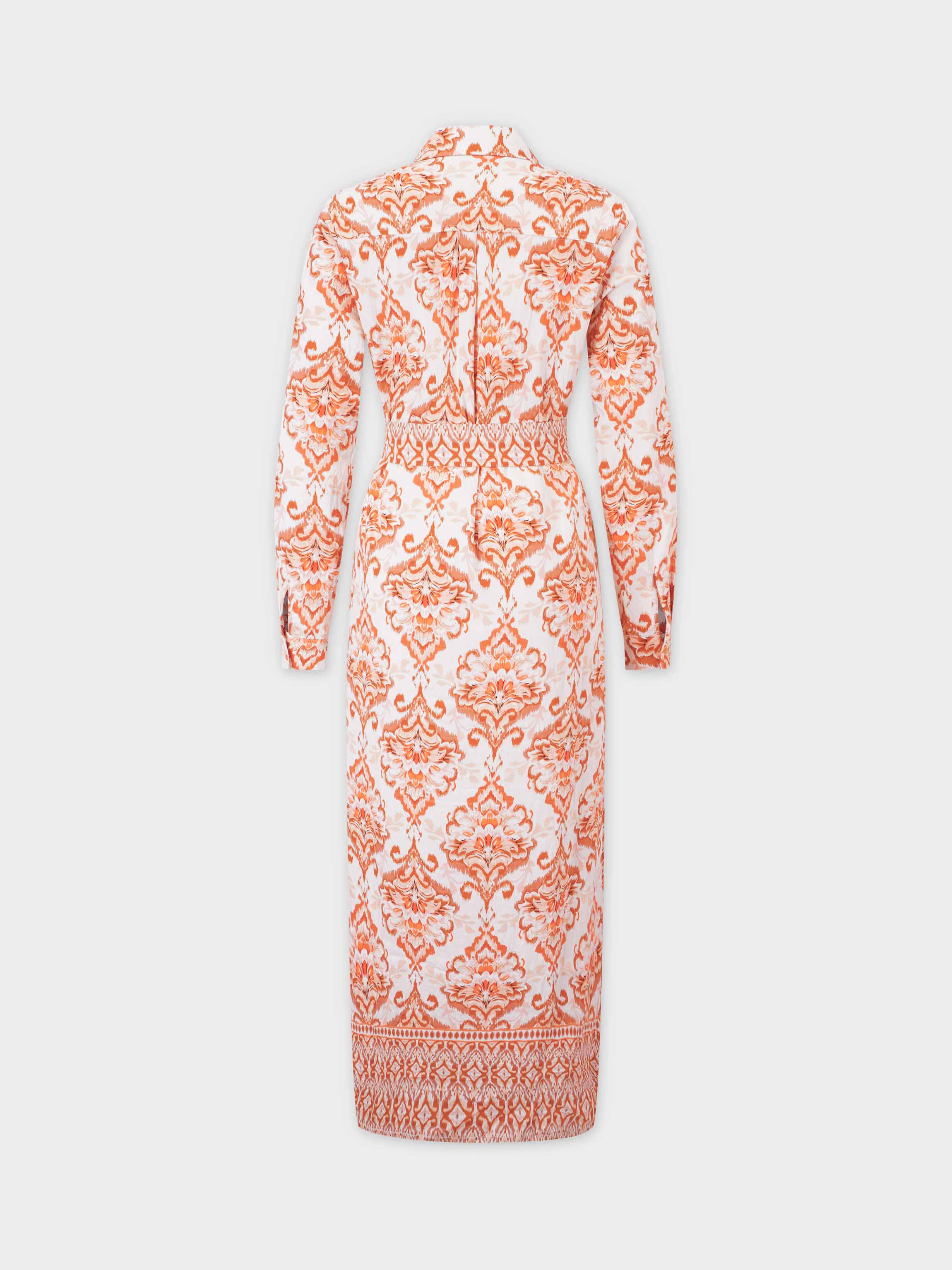 Long Button Down Shirtdress-Neutral Florals