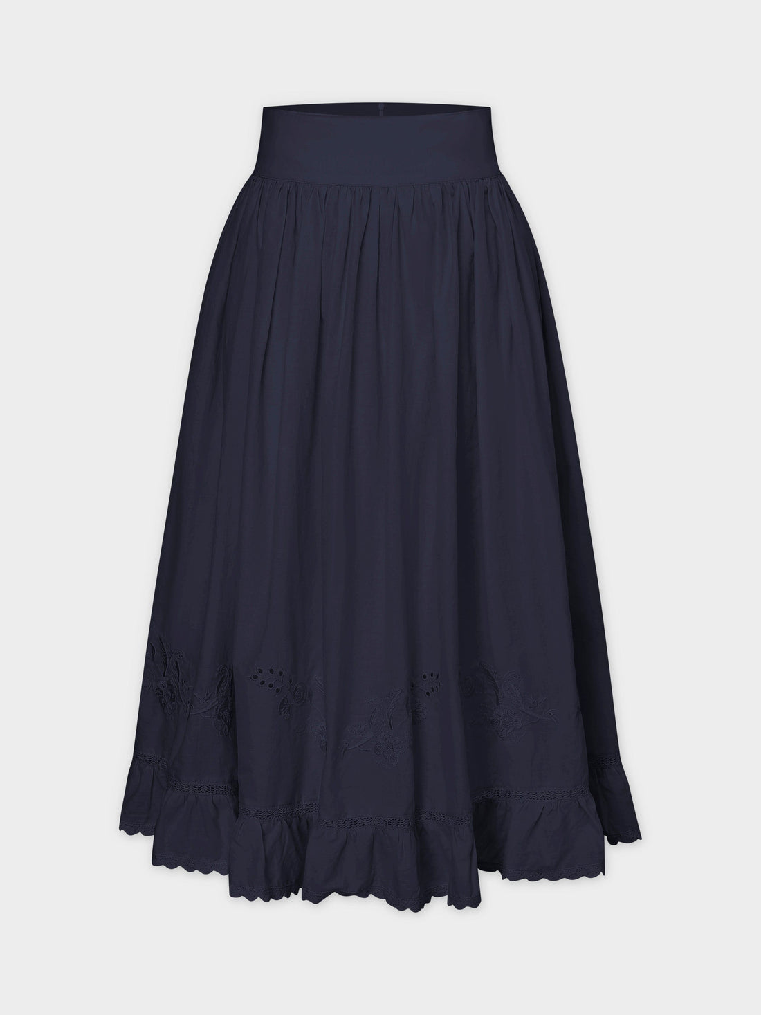 Eyelet Trimmed Skirt-Navy